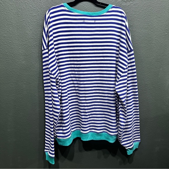 We The Free Free People Blue and White Striped Sweatshirt NWT - Picture 9 of 9